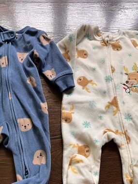 0-3 months baby Plush One-Piece Footed Pajama